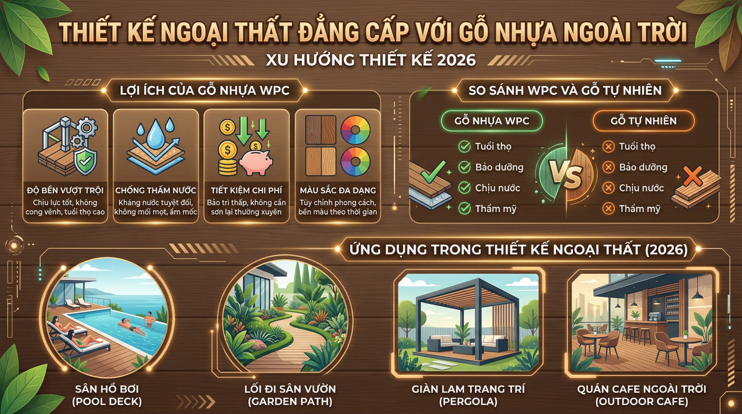 Thiết kế không gian ngoại thất đẳng cấp với gỗ nhựa ngoài trời – Xu hướng bền vững cho năm 2026