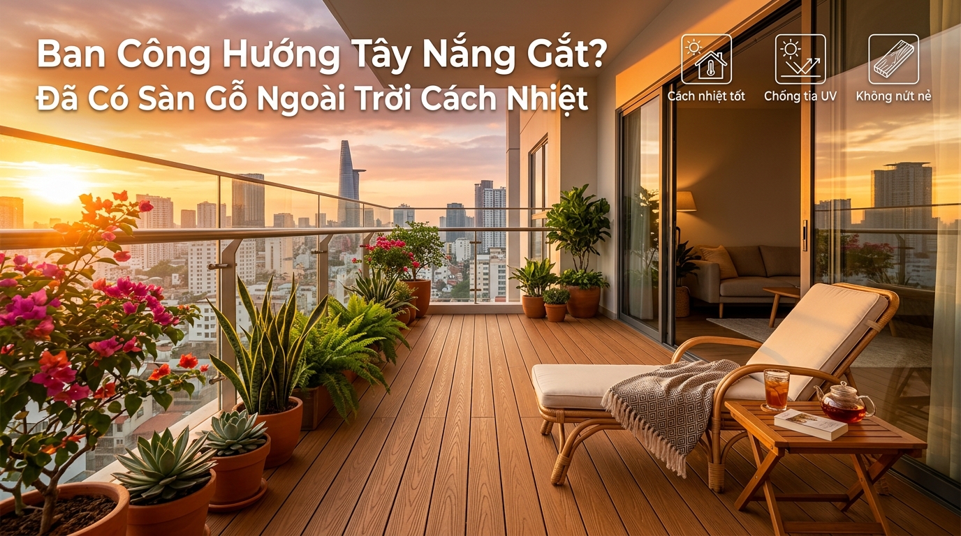 Ban Công Hướng Tây Nắng Gắt? Giải Pháp Làm Mát Hiệu Quả Với Sàn Gỗ Ngoài Trời
