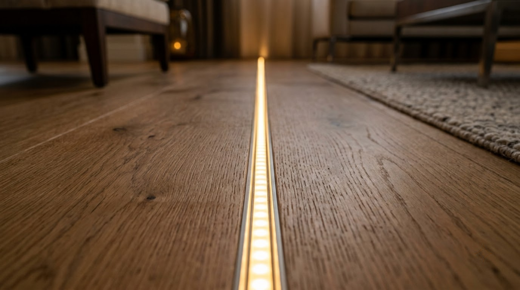Cấu tạo sàn gỗ tích hợp đèn LED âm sàn